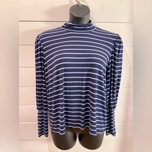 💙 ELOQUII ELEMENTS Striped Mock Neck Top – Size 14/16
